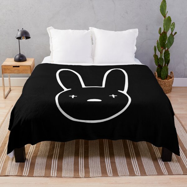 Bad Bunny Oasis Logo (White on Black) Throw Blanket RB1412 product Offical oasis Merch