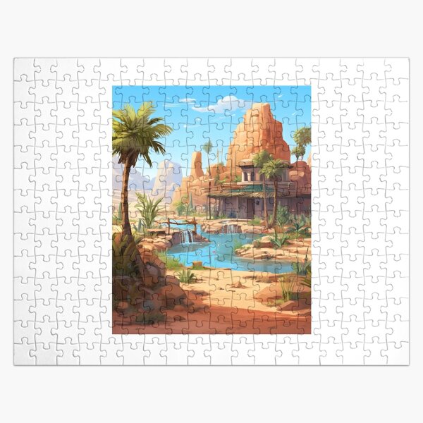 Desert Delight: Watercolor Oasis Scene Jigsaw Puzzle RB1412 product Offical oasis Merch