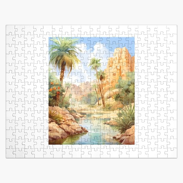 Oasis Elegance: Watercolor Desert Scene Jigsaw Puzzle RB1412 product Offical oasis Merch