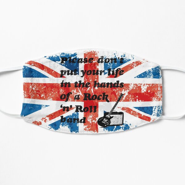 Please don't put your life in the hands of a Rock ‘n’ Roll band | Oasis | Lyrics | Union Jack Flat Mask RB1412 product Offical oasis Merch